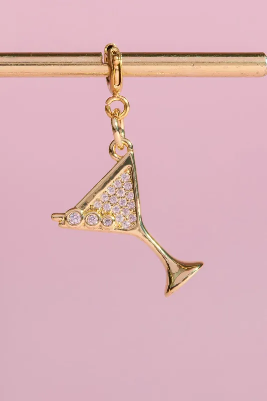 Martini Charm With Spring Clip made by Mulberry and Grand