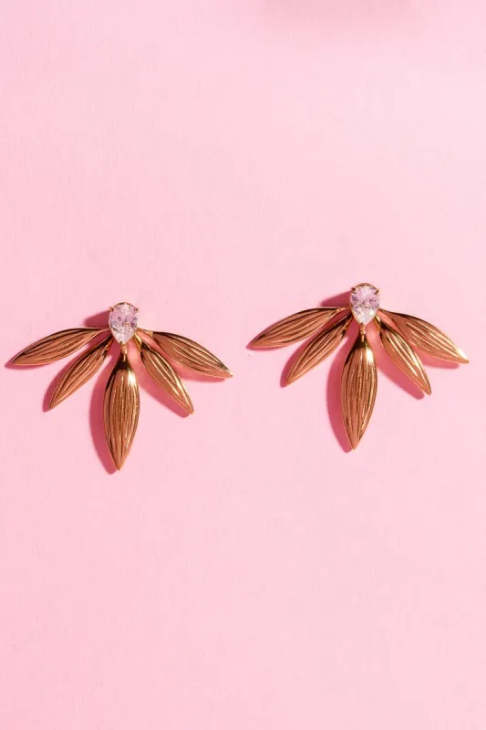 Golden Leaf Statement Earring made by Mulberry and Grand