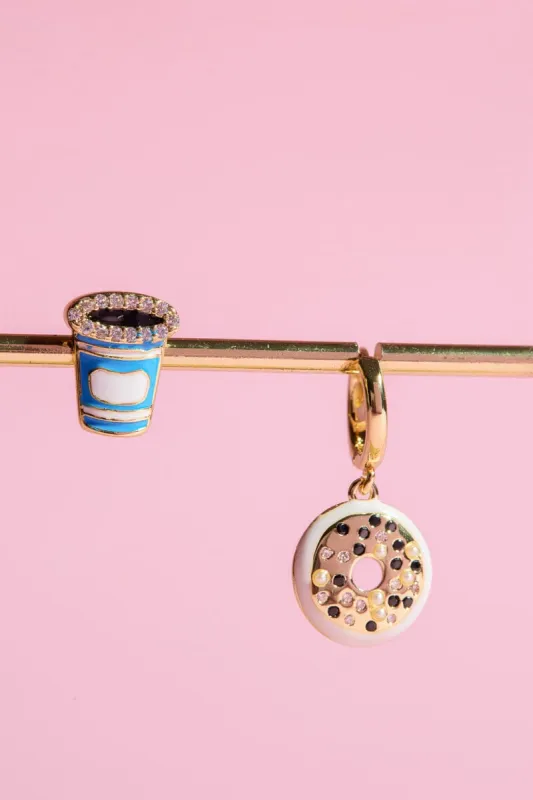 Coffee and Donut Charm Dangle + Stud Earring made by Mulberry and Grand