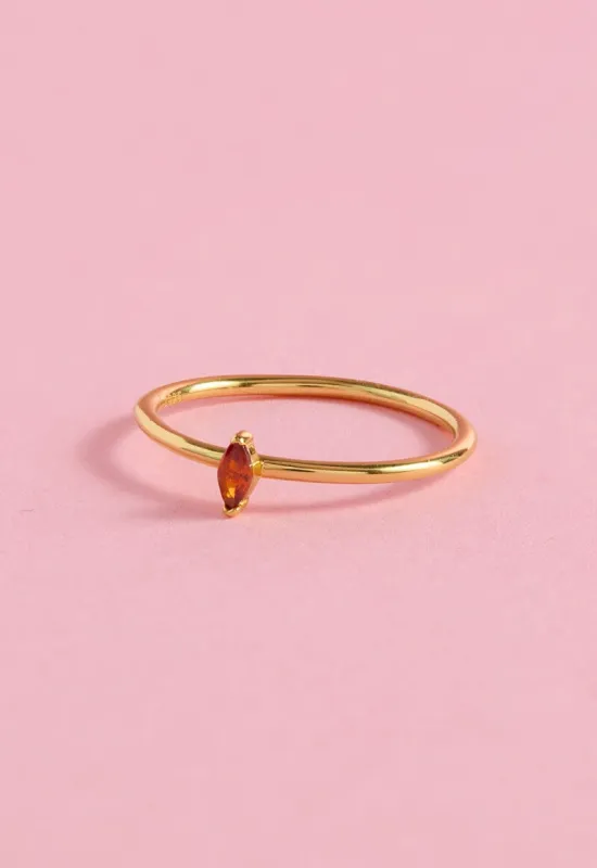 Garnet Marquise Sterling Silver Ring made by Mulberry and Grand