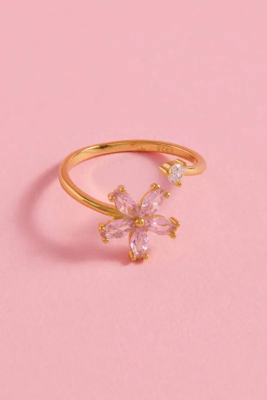 Pink Blossom Sterling Silver Ring made by Mulberry and Grand