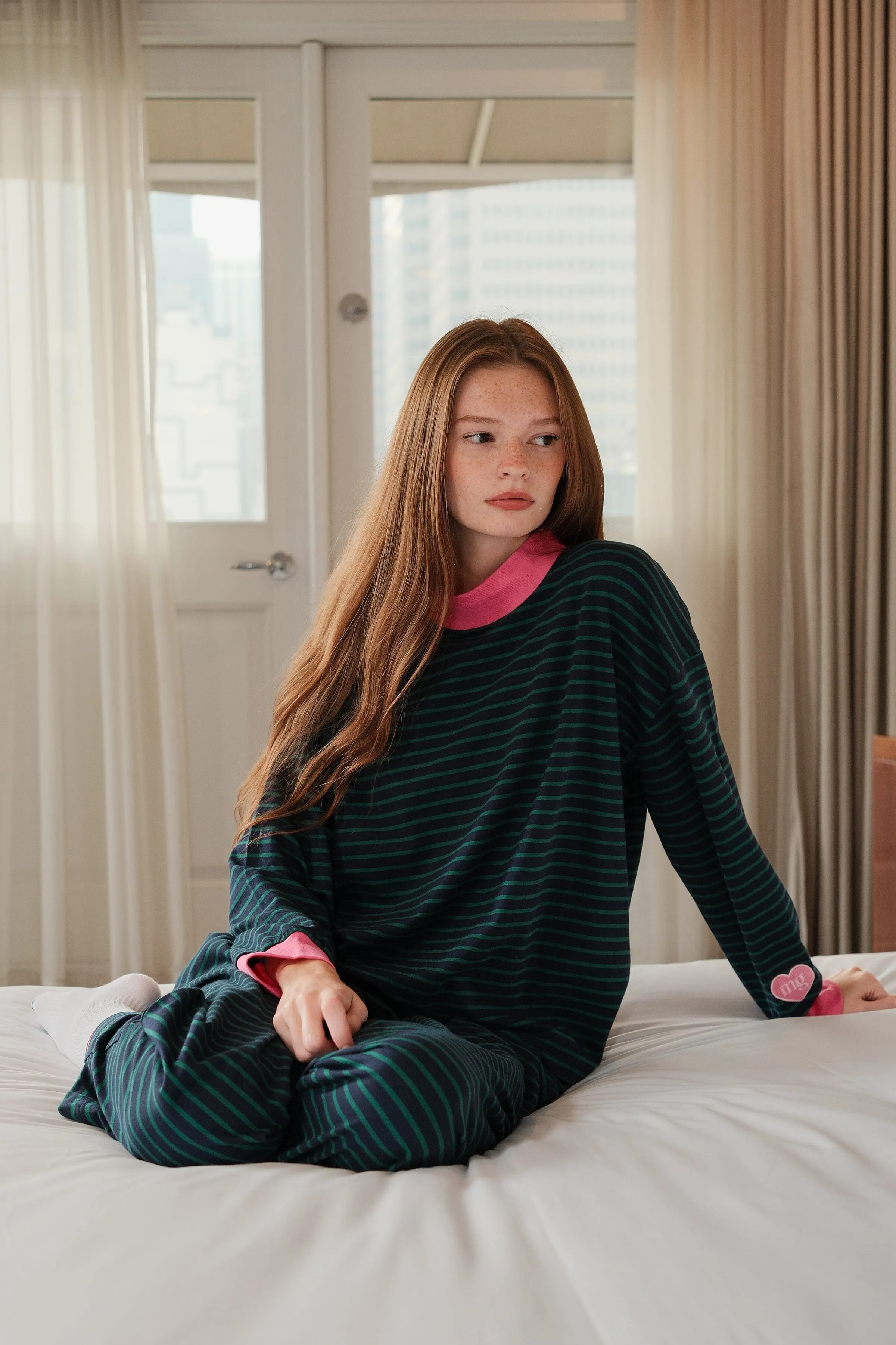 Striped Green Lounge Set With Mockneck sold by Mulberry and Grand product image thumbnail 2