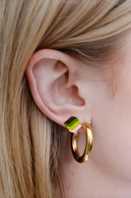 Rainbow Cookie Enamel Charm Stud Earrings sold by Mulberry and Grand