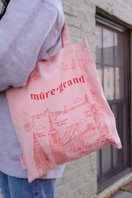 Mure + Grand Pink NY Illustration Tote Bag sold by Mulberry and Grand