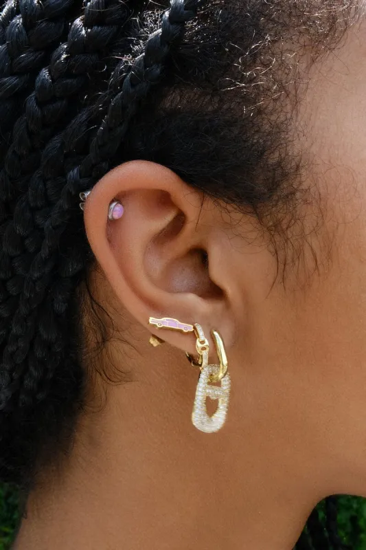 Pink Cadillac Enamel Charm Stud Earrings sold by Mulberry and Grand