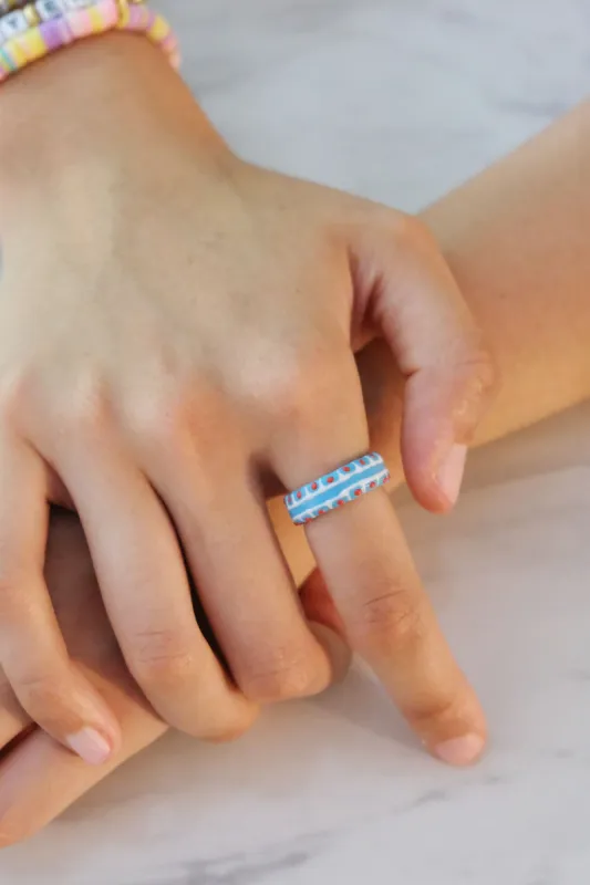 Santorini Painted Stacking Ring made by Mulberry and Grand