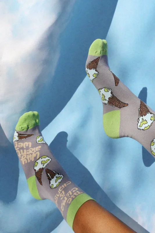 The Climate Is Changing Why Aren't We? Socks sold by Mulberry and Grand