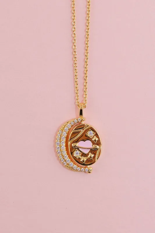 Celestial Heart Spinning Pendant Sterling Silver Necklace sold by Mulberry and Grand