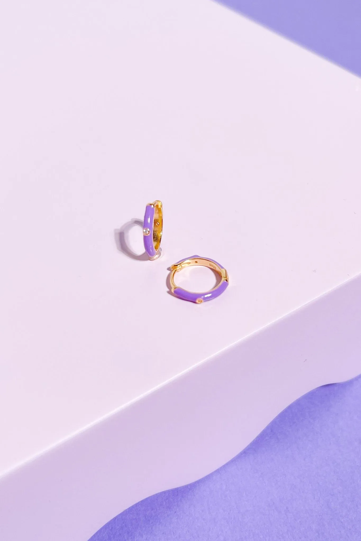 Crystal Enamel Sterling Silver Hoop Huggie sold by Mulberry and Grand product image thumbnail 4