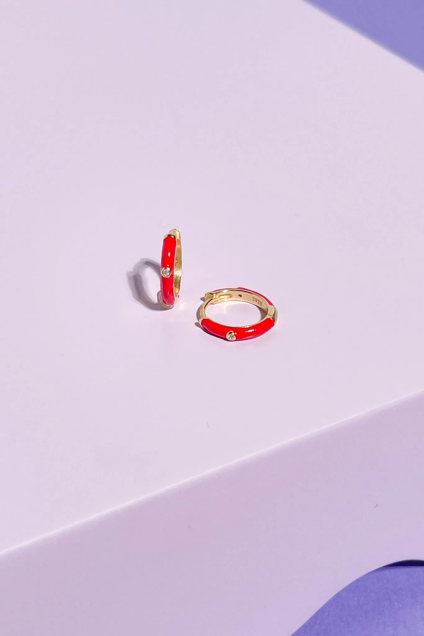 Crystal Enamel Sterling Silver Hoop Huggie sold by Mulberry and Grand product image thumbnail 5