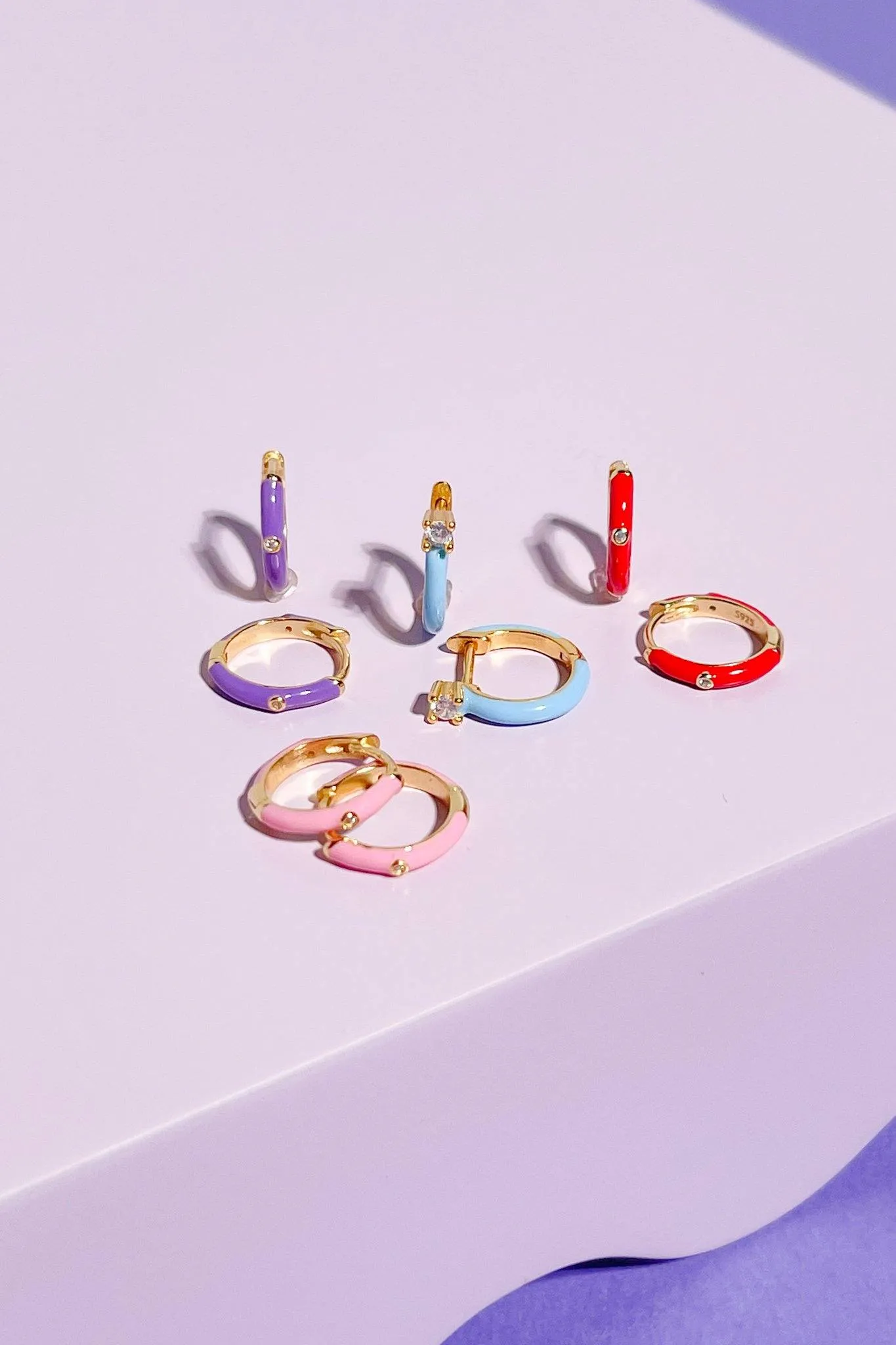 Crystal Enamel Sterling Silver Hoop Huggie sold by Mulberry and Grand product image thumbnail 3