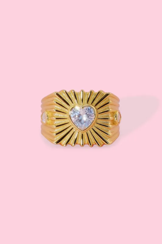 Bursting Heart Sterling Silver Signet Ring sold by Mulberry and Grand