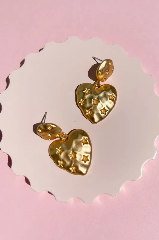 Hearts and Stars Statement Earrings sold by Mulberry and Grand