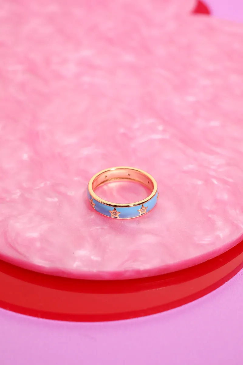 Star Enamel Sterling Silver Band Ring sold by Mulberry and Grand
