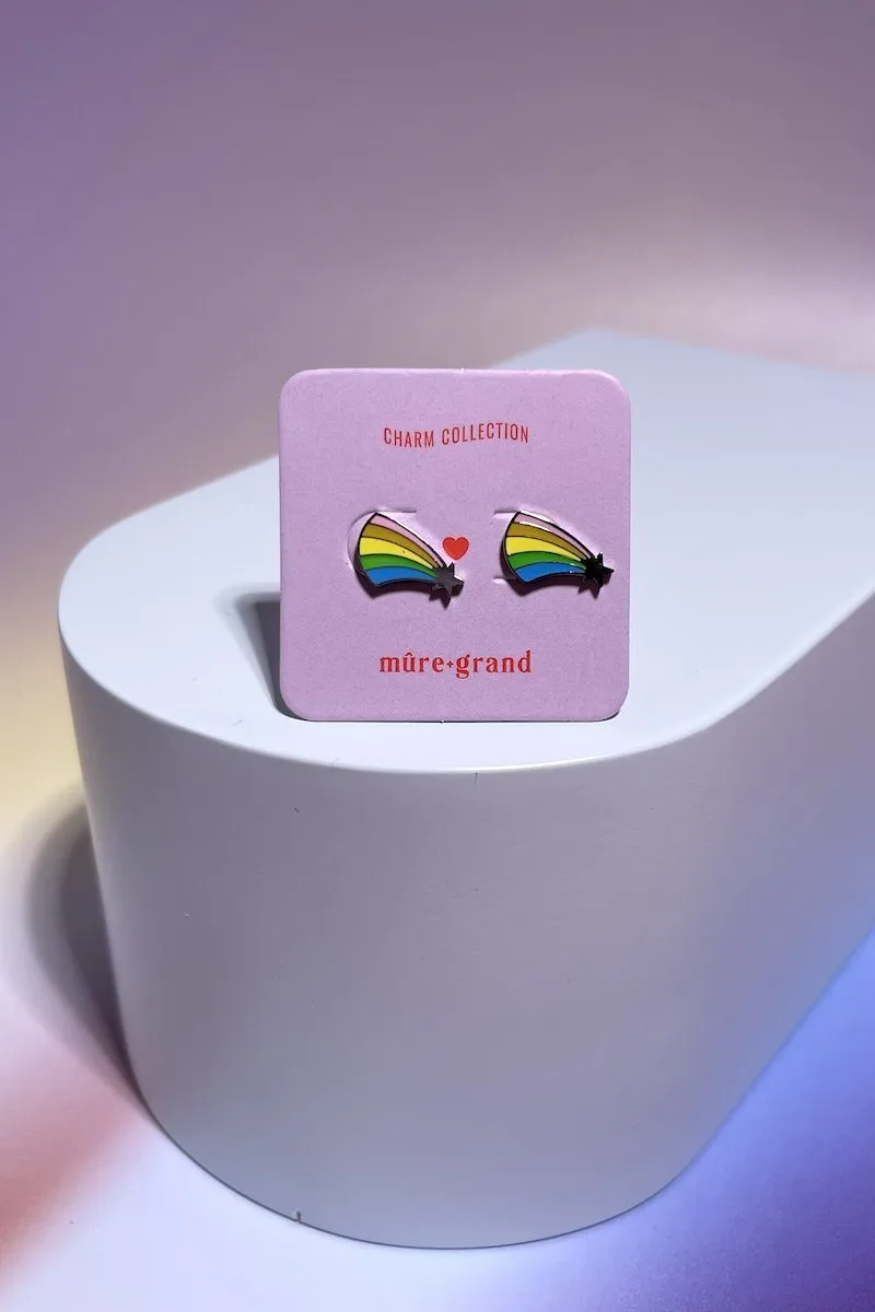 Rainbow Shooting Star Enamel Charm Stud Earrings sold by Mulberry and Grand product image thumbnail 5