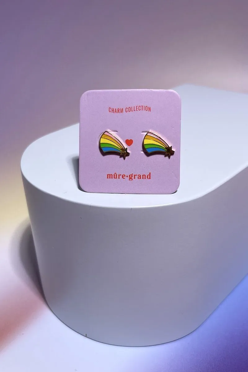 Rainbow Shooting Star Enamel Charm Stud Earrings sold by Mulberry and Grand product image thumbnail 4