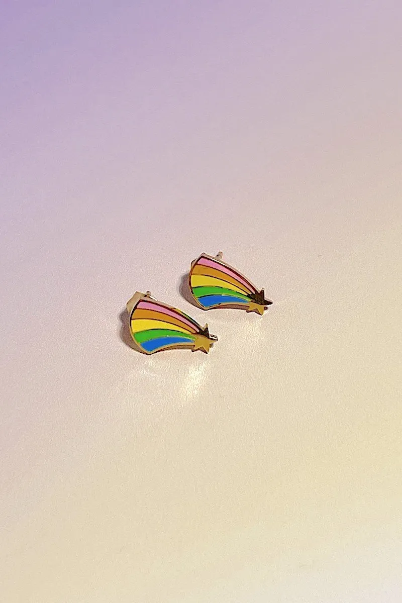Rainbow Shooting Star Enamel Charm Stud Earrings sold by Mulberry and Grand product image thumbnail 3