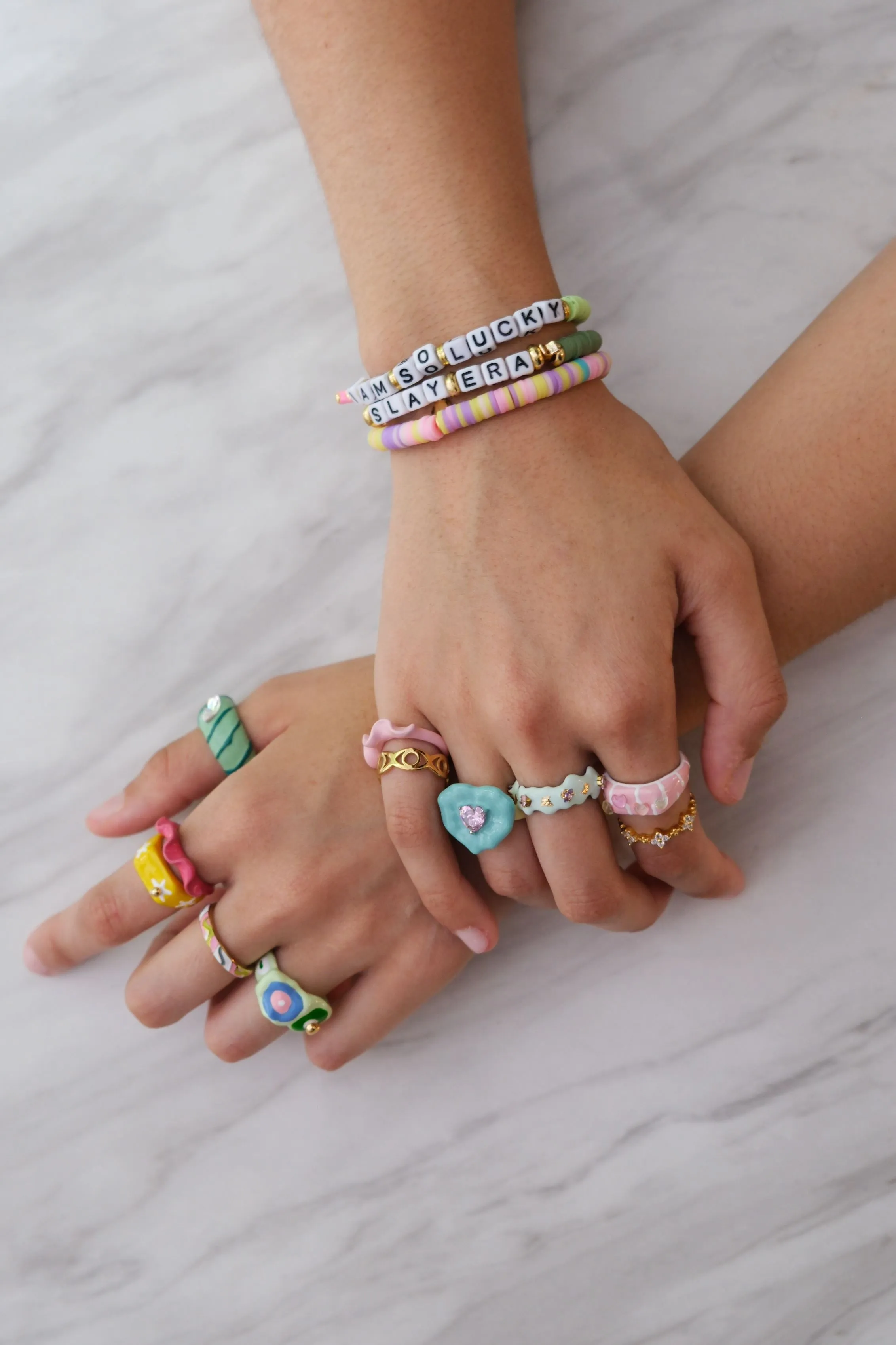 Lilypad Love Painted Crystal Stacking Ring sold by Mulberry and Grand product image thumbnail 2