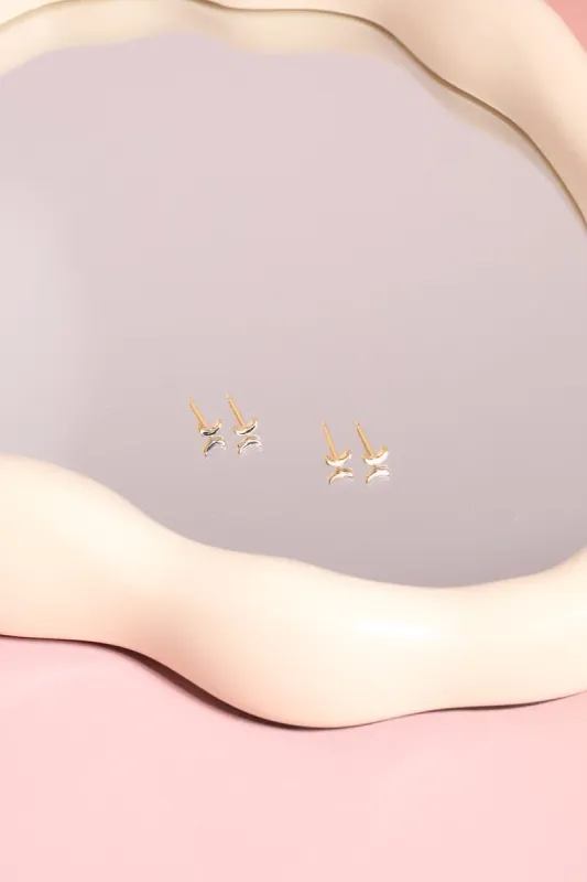 Crescent Moon Sterling Silver Stud Earrings sold by Mulberry and Grand