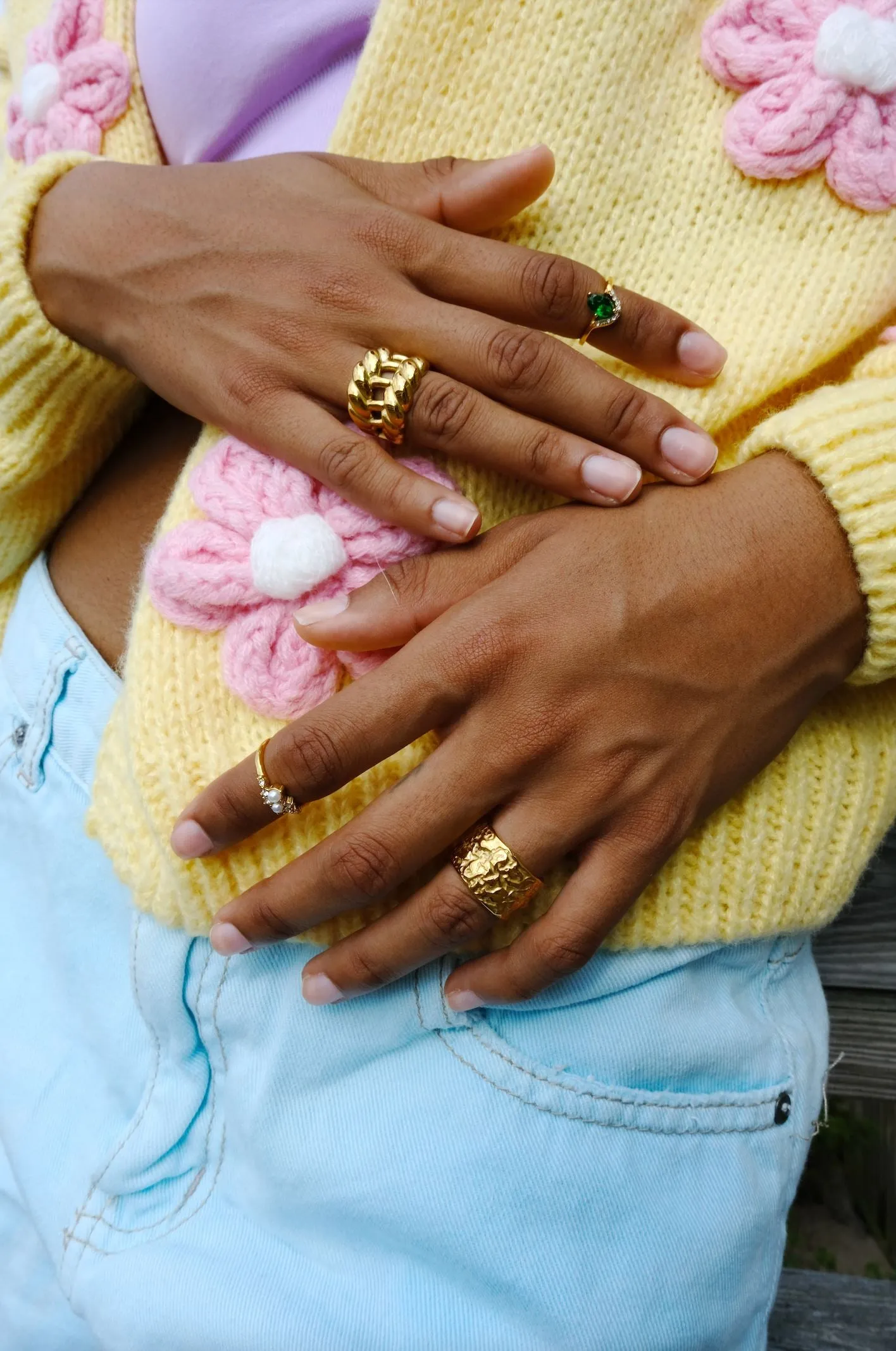 Hammered Thick Band Stacking Ring sold by Mulberry and Grand
