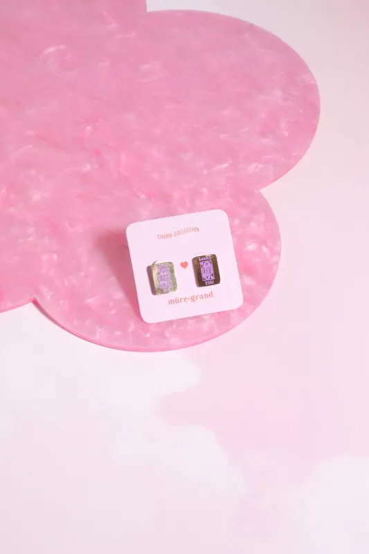 Lucky Me Lucky You Enamel Charm Stud Earrings sold by Mulberry and Grand