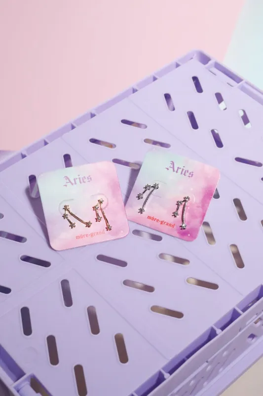 Aries Crystal Zodiac Stud Earrings sold by Mulberry and Grand
