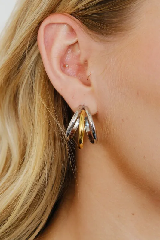 Luna Mixed Metal Hoop Earrings sold by Mulberry and Grand