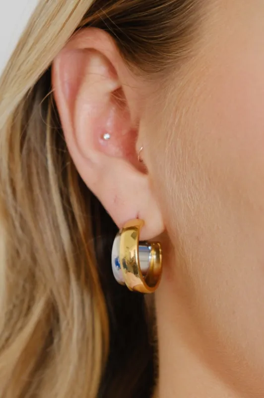 Ruby Mixed Metal Hoop Earrings sold by Mulberry and Grand