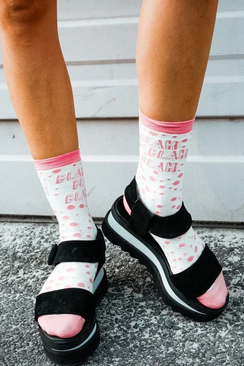 Blah Blah Blah Socks sold by Mulberry and Grand