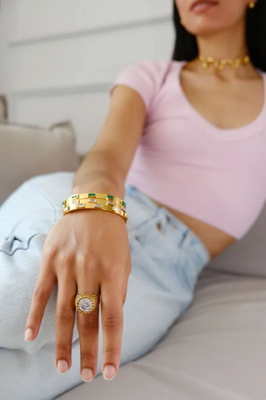 Chunky Zircon Signet Stacking Ring sold by Mulberry and Grand
