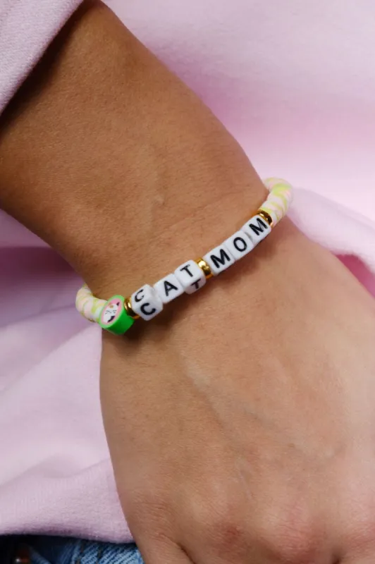 Cat Mom Inspirational Beaded Bracelet sold by Mulberry and Grand