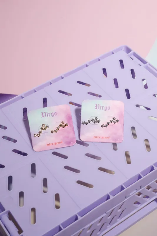 Virgo Crystal Zodiac Stud Earrings sold by Mulberry and Grand