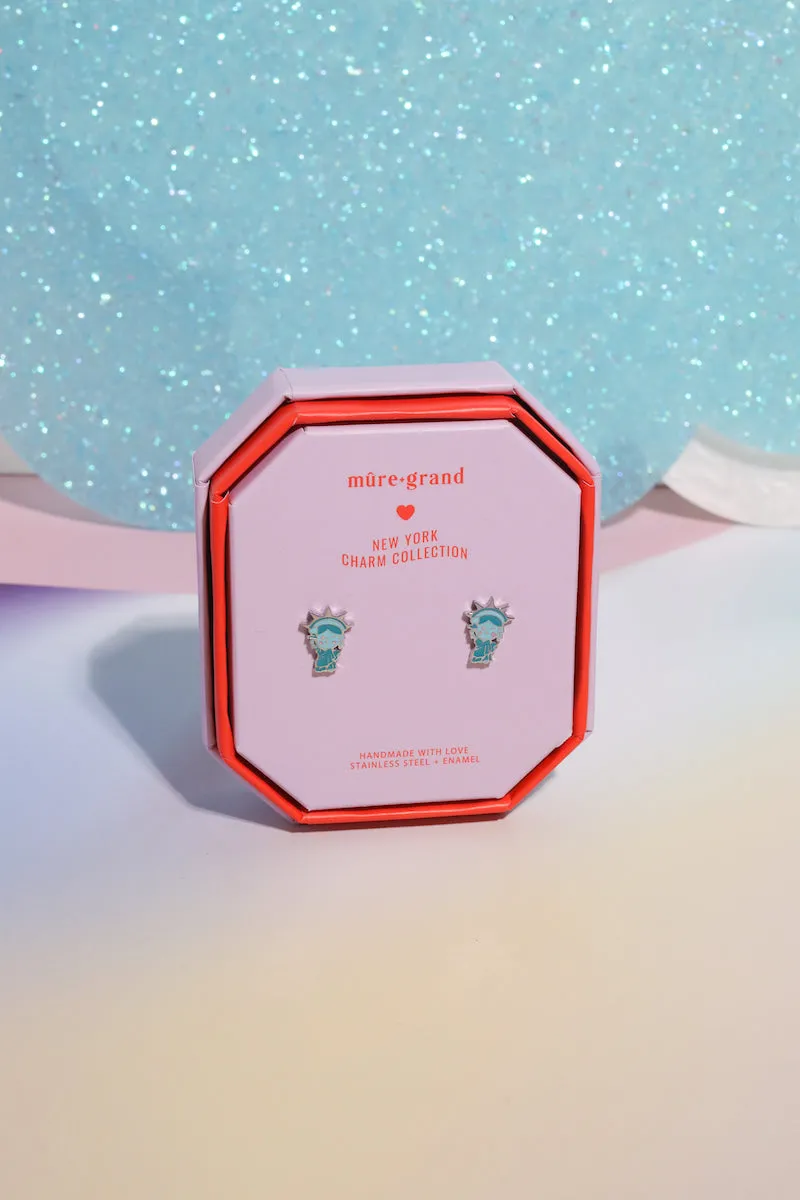 Statue of Liberty Enamel Charm Stud Earrings sold by Mulberry and Grand product image thumbnail 2