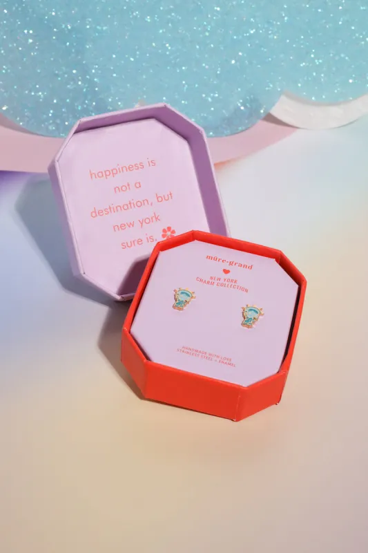 Statue of Liberty Enamel Charm Stud Earrings sold by Mulberry and Grand