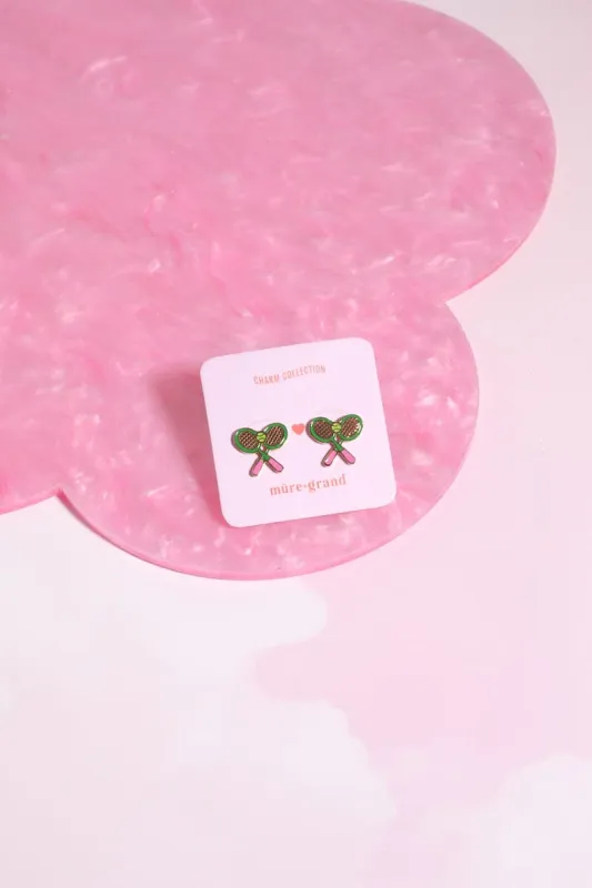 Tennis Rackets Enamel Charm Stud Earrings sold by Mulberry and Grand