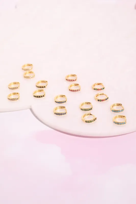 Olivia Crystal Sterling Silver Huggie Earrings sold by Mulberry and Grand