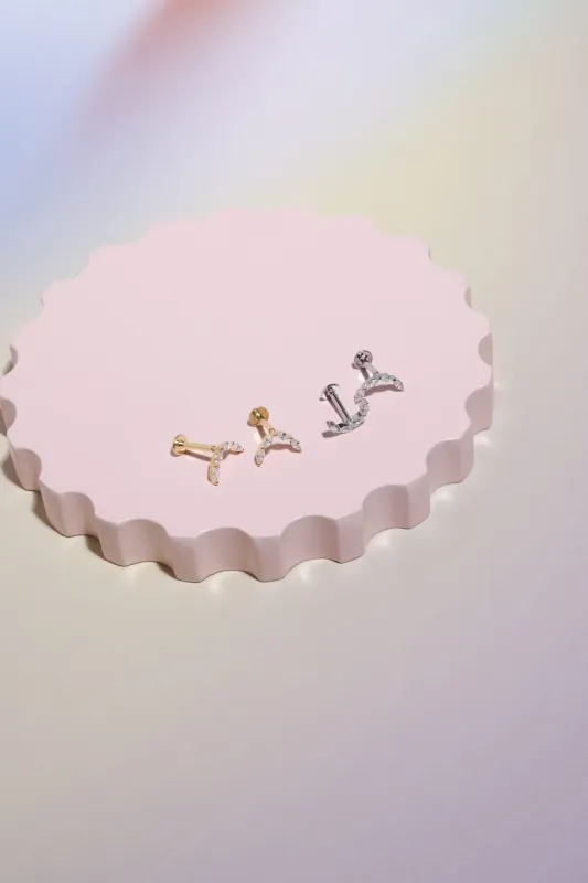 Sterling Silver Crystal Crescent Nap Earrings sold by Mulberry and Grand