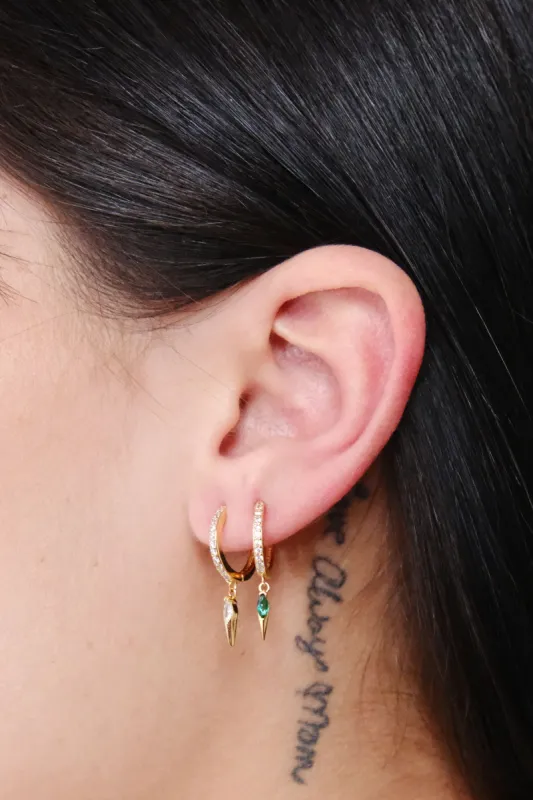 Crystal Dagger Sterling Silver Charm Dangle Earrings sold by Mulberry and Grand