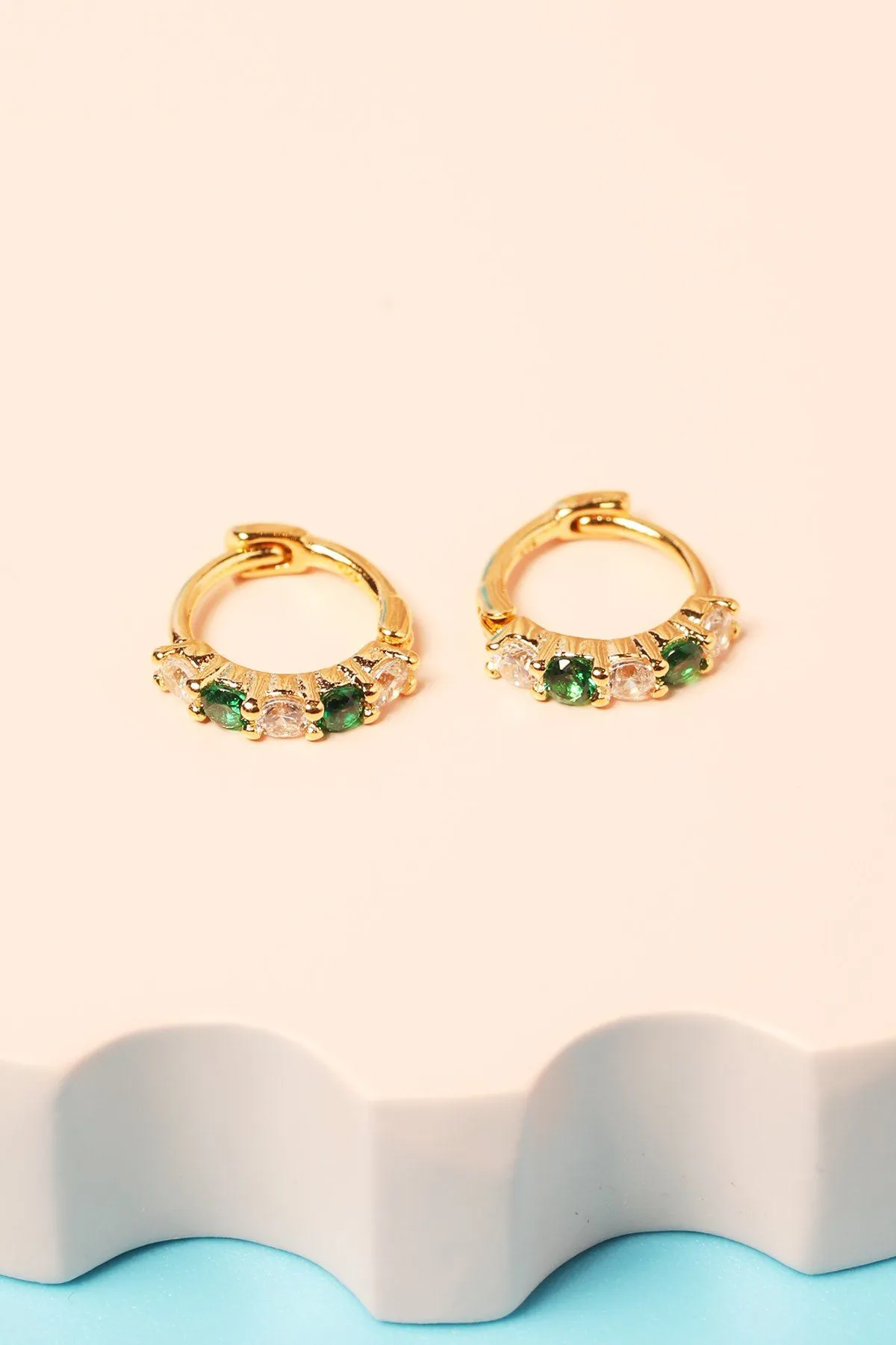 Crystal Sterling Silver Huggie in Gold sold by Mulberry and Grand product image thumbnail 5