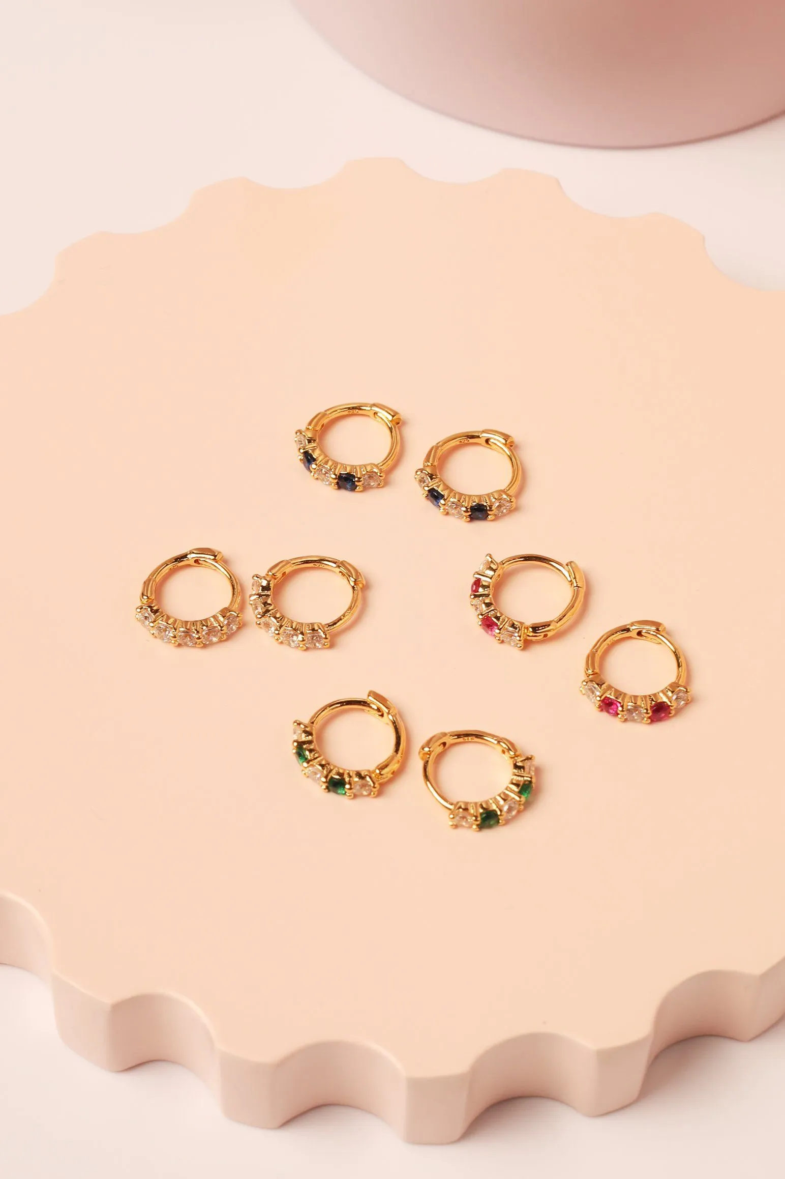 Crystal Sterling Silver Huggie in Gold sold by Mulberry and Grand product image thumbnail 3