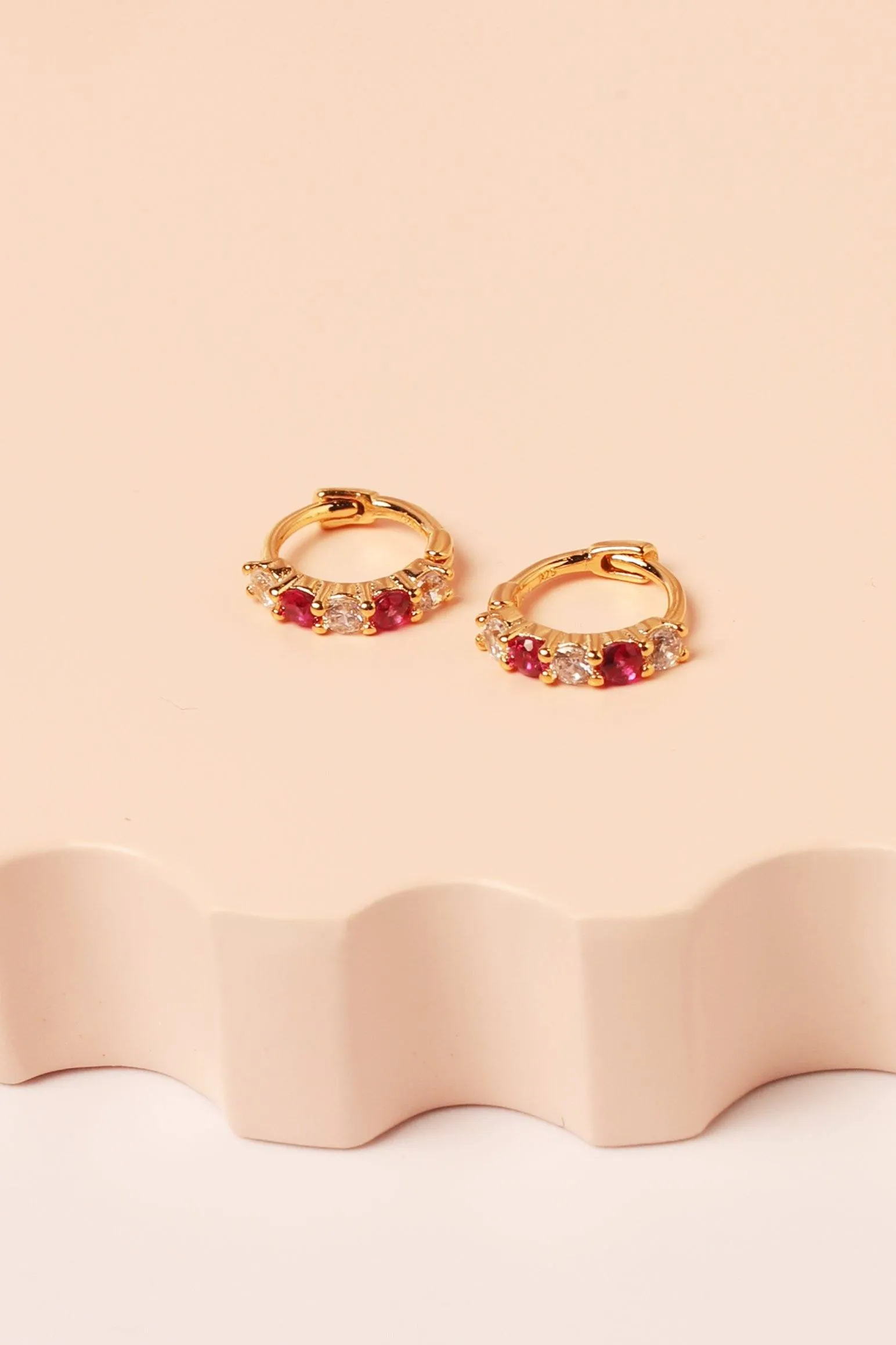 Crystal Sterling Silver Huggie in Gold sold by Mulberry and Grand product image thumbnail 2