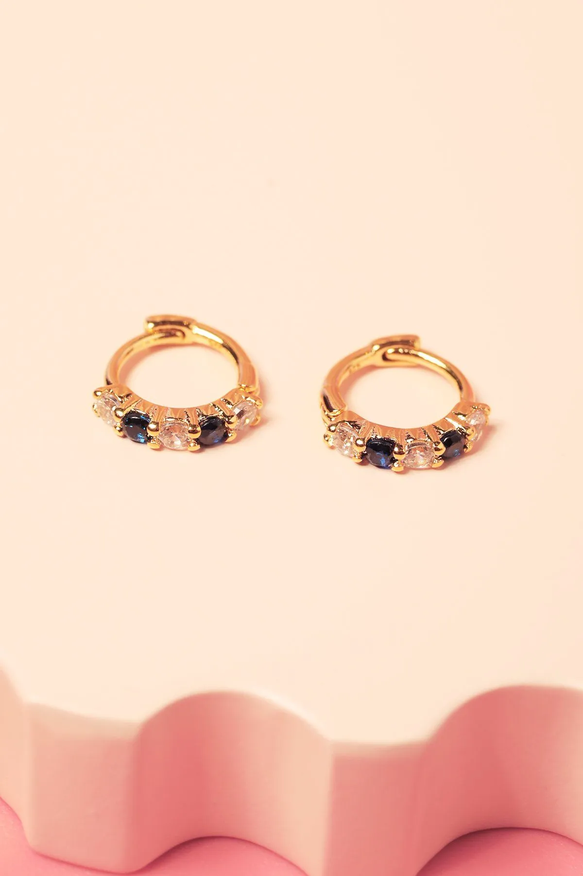 Crystal Sterling Silver Huggie in Gold sold by Mulberry and Grand product image thumbnail 4