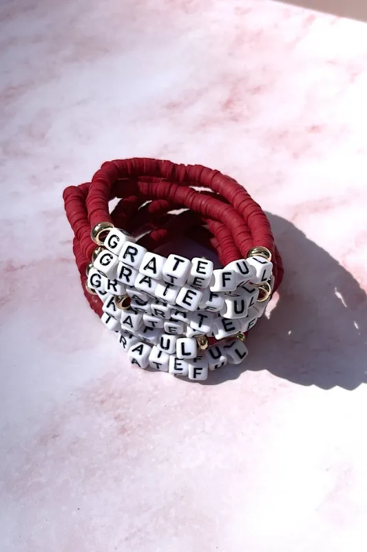 Grateful Inspirational Beaded Bracelet sold by Mulberry and Grand