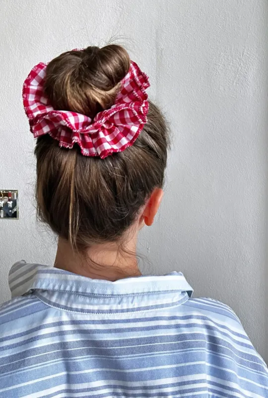 Checked Ruffle Scrunchie sold by Room Shop