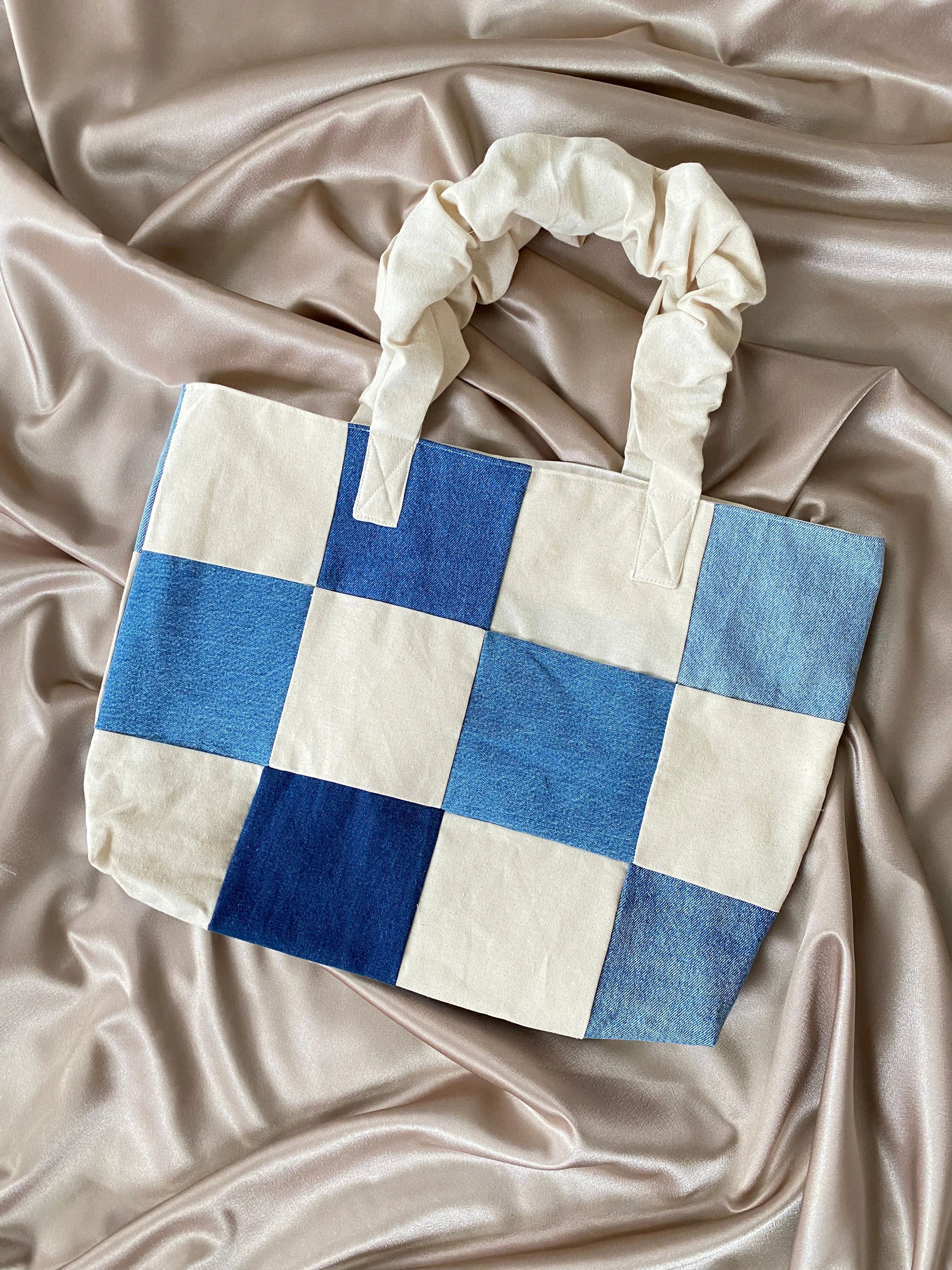 Denim / Canvas Patchwork Tote sold by Room Shop product image thumbnail 2