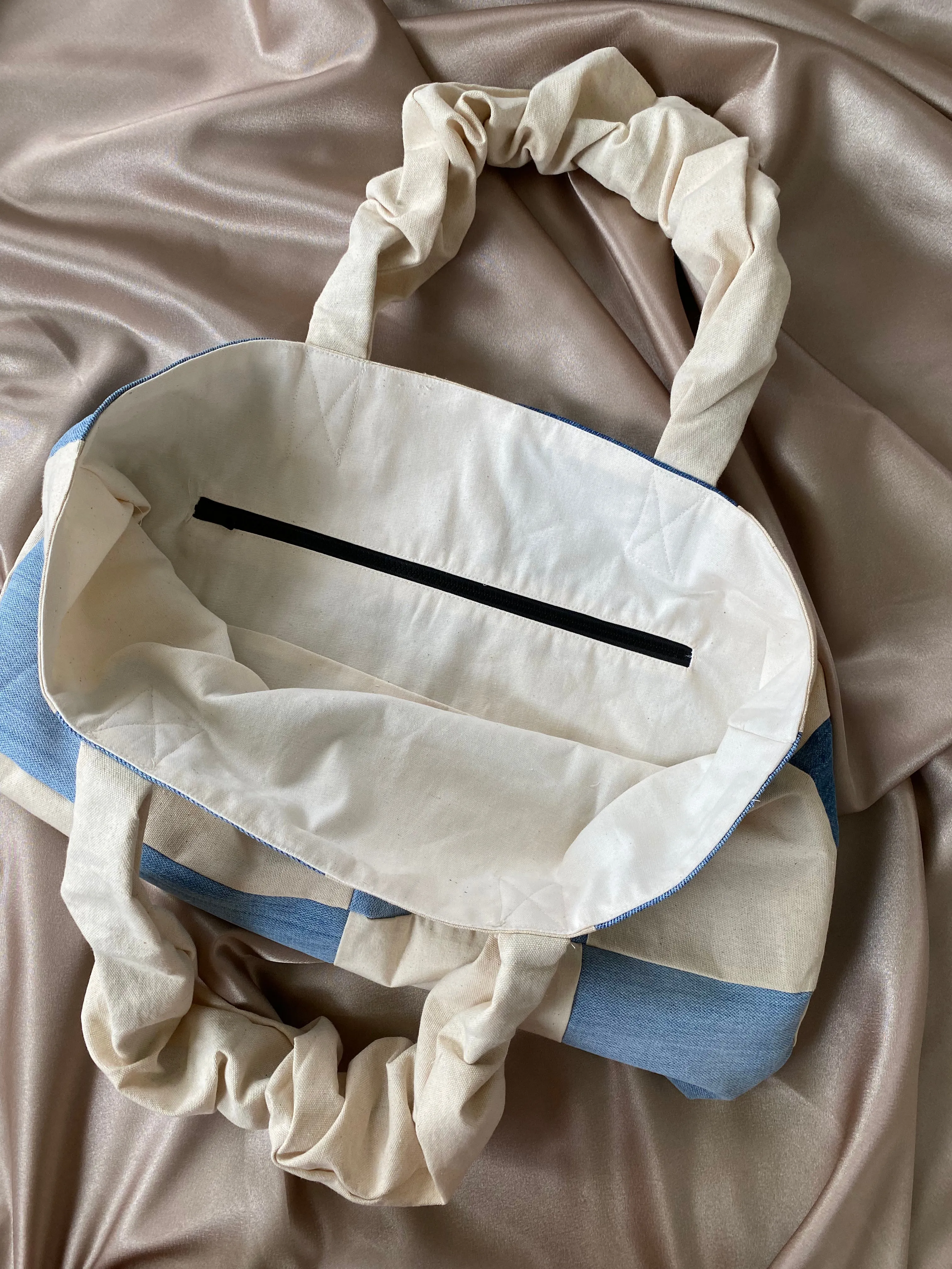 Denim / Canvas Patchwork Tote sold by Room Shop product image thumbnail 4