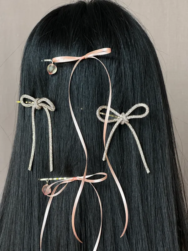 Rhinestone Bow Bobby Pins sold by Room Shop