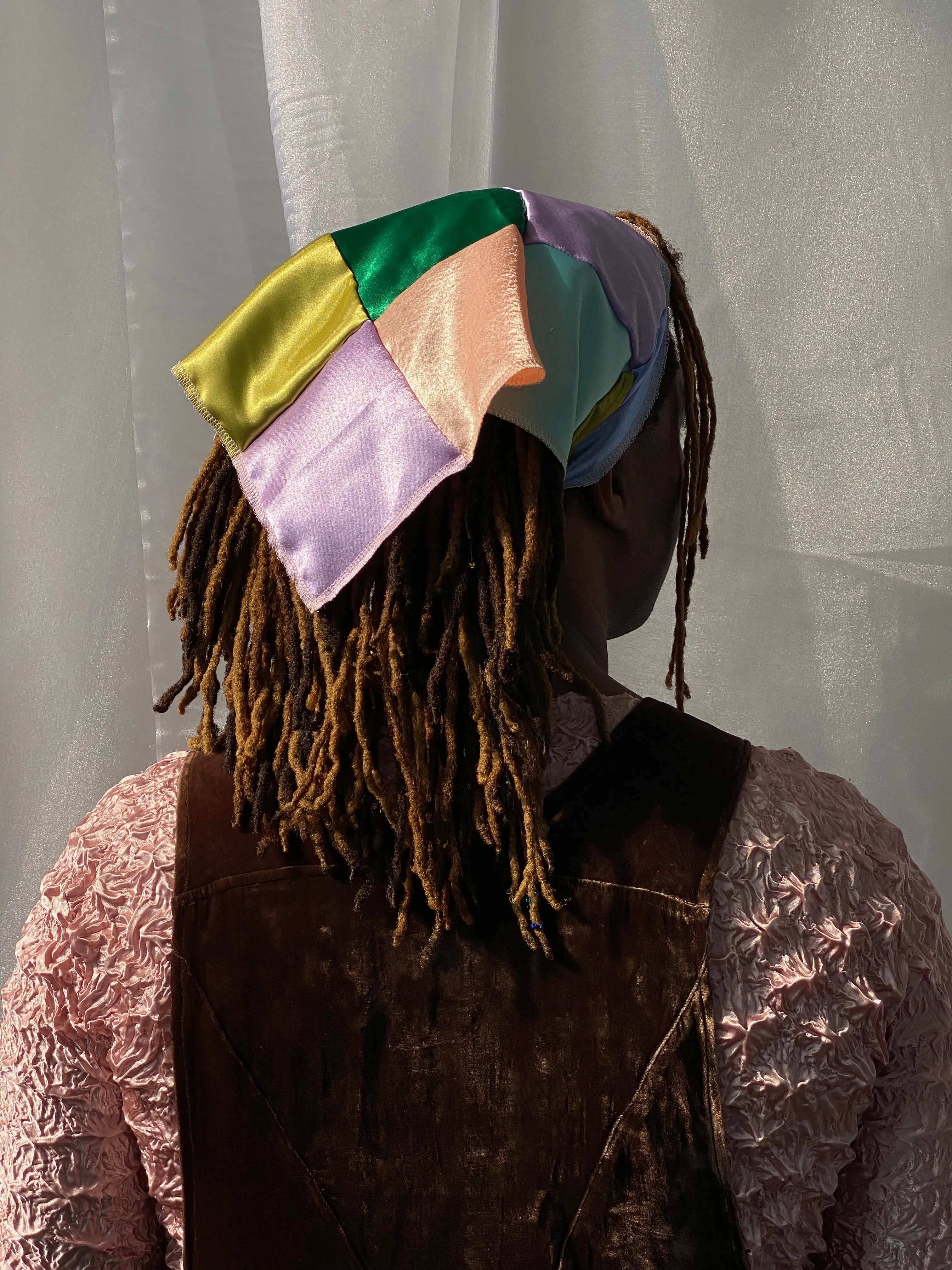 Satin Patchwork Triangle Headscarf sold by Room Shop product image thumbnail 3