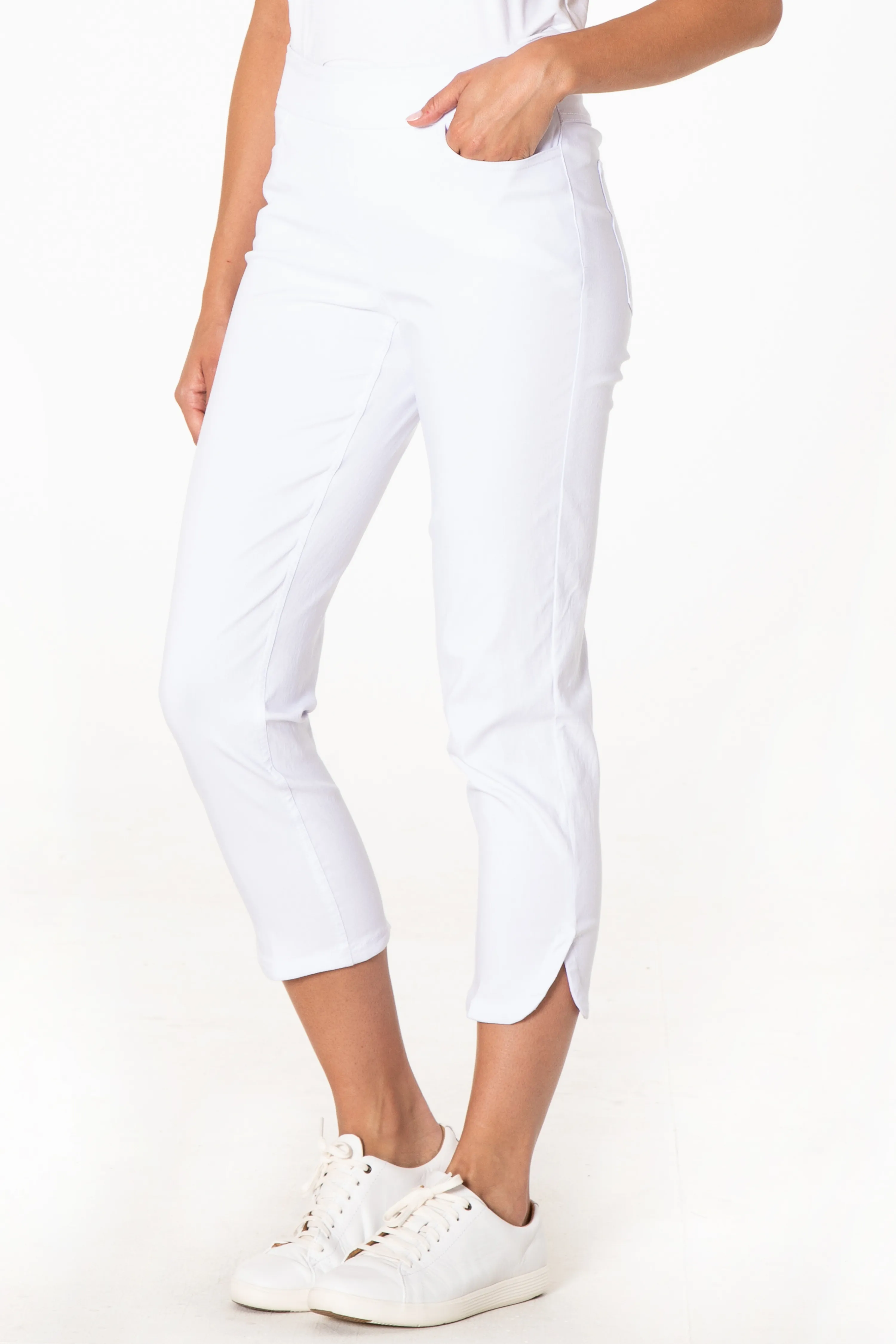 Dolphin Hem White Crop Pants sold by SlimSation product image thumbnail 3