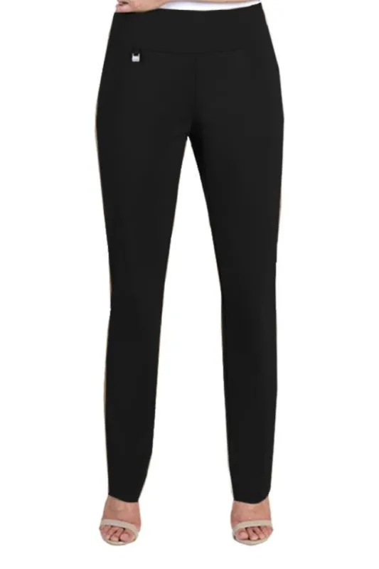 Petite Wide Band Pull On Relaxed Leg Pants - Black sold by SlimSation